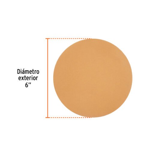 103417 - Paquete c/5 discos de lija 6" grano 400, ciegos