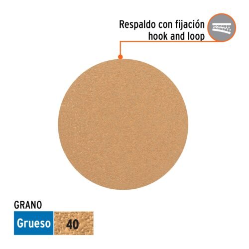 103419 - Paquete c/5 discos de lija 5" grano 40, ciegos