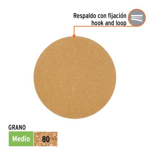 103422 - Paquete c/5 discos de lija 5" grano 80, ciegos