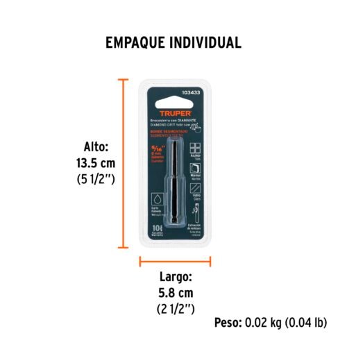 103433 - Broca diamantada 5/16" (8 mm), TRUPER