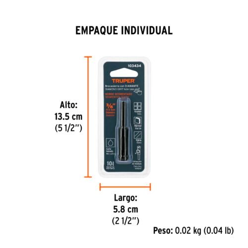 103434 - Broca diamantada 3/8" (10 mm), TRUPER