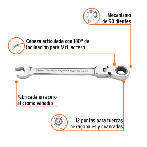 103446 - Llave combinada con matraca 12 mm flexible, Expert