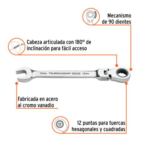 103448 - Llave combinada con matraca 14 mm flexible, Expert