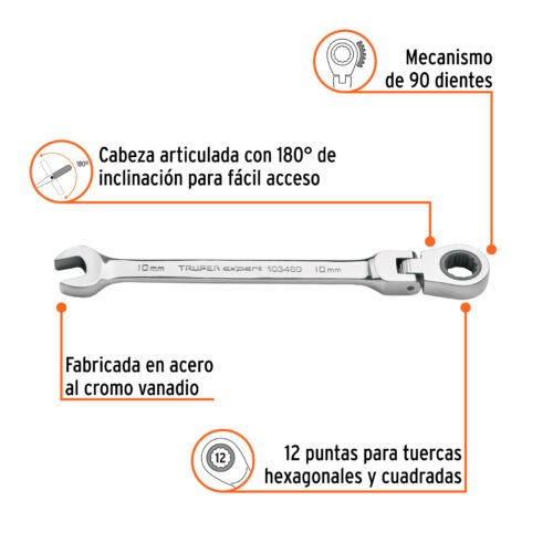103460 - Llave combinada con matraca 10 mm flexible, Expert