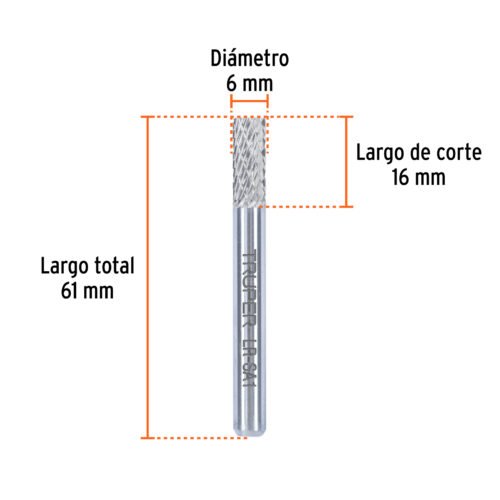 103476 - Lima rotativa punta cilindro, 10 mm, TRUPER