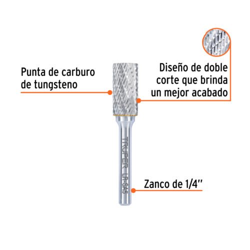 103478 - Lima rotativa punta cilindro, 13 mm, TRUPER