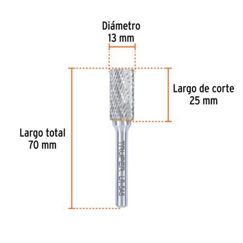 103478 - Lima rotativa punta cilindro, 13 mm, TRUPER