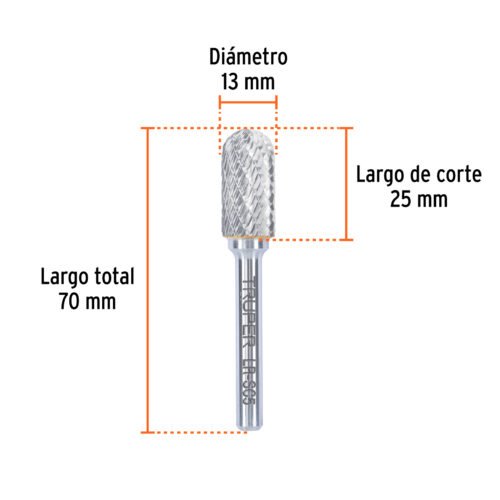 103480 - Lima rotativa punta cilindro redonda, 13 mm, TRUPER