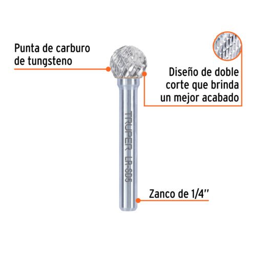 103481 - Lima rotativa punta esférica, 13 mm, TRUPER