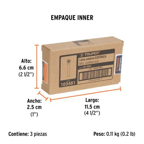 103481 - Lima rotativa punta esférica, 13 mm, TRUPER