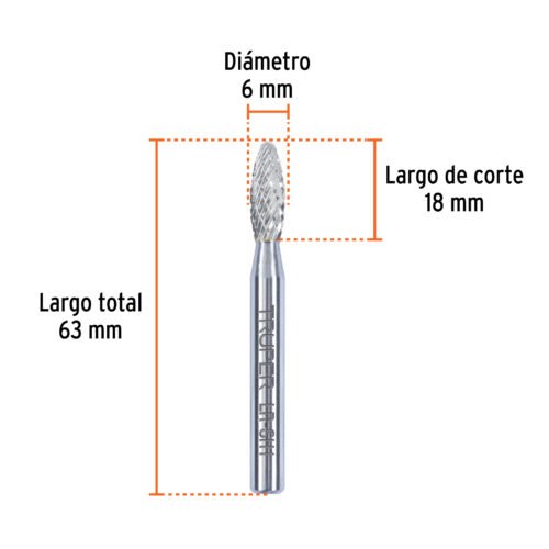 103500 - Lima rotativa punta flama, 6 mm, TRUPER