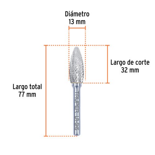 103501 - Lima rotativa punta flama, 13 mm, TRUPER