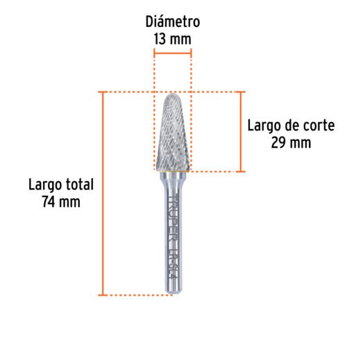103502 - Lima rotativa punta cónica redonda, 13 mm, TRUPER