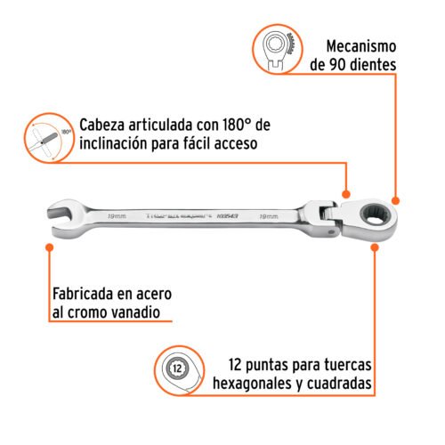 103543 - Llave combinada con matraca 19 mm flexible, Expert