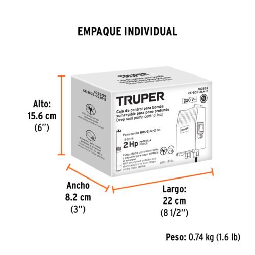 103559 - Caja de control p/bomba pozo profundo 2 HP, 220V, Truper