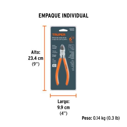 103570 - Pinza de corte al ras 6" mango de PVC, Truper