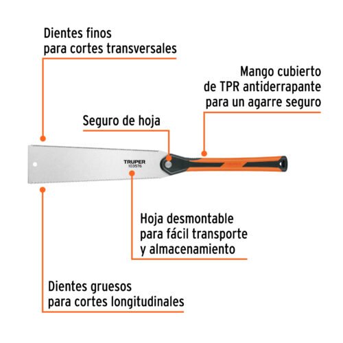 103576 - Serrucho tipo japonés de 12" mango comfort grip, Truper