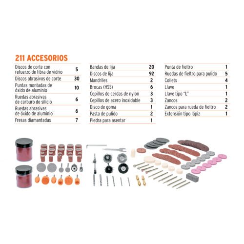 103581 - Herramienta rotativa 135W con 211 accesorios, TRUPER PRO