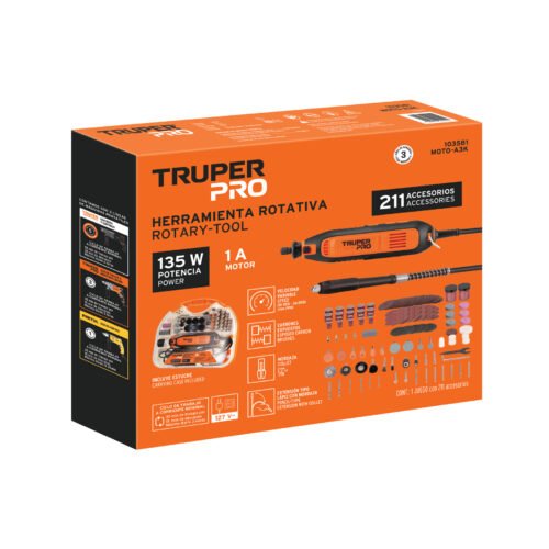 103581 - Herramienta rotativa 135W con 211 accesorios, TRUPER PRO