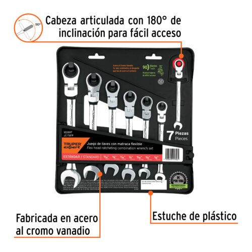103597.1 103597 - Juego de 7 llaves combinadas std con matraca flexible