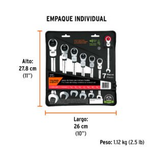 103597 - Juego de 7 llaves combinadas std con matraca flexible