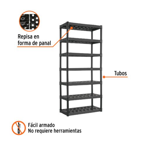 103600.1 103600 - Estante plástico uso rudo 7 rep/cap. 70 Kg, 185x43x91,TRUPER