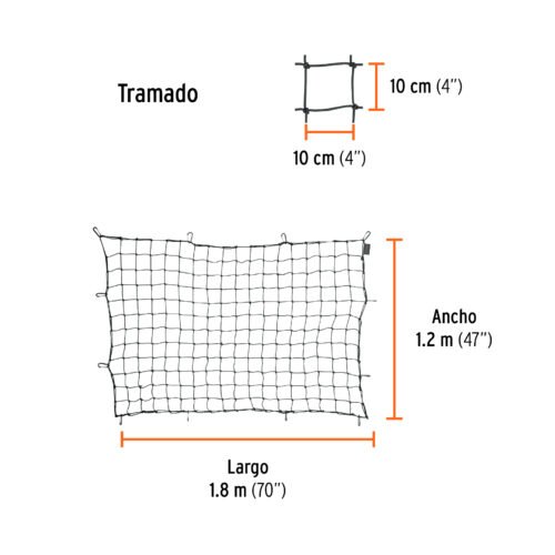 103622 - Red de carga 1.80 m x 1.20 m para camioneta, 1.5 Ton, Truper