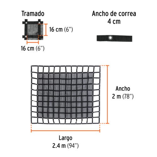 103630.3 103630 - Red de carga 2.44 m x 2.05 m para camioneta, 3.5 Ton,Truper