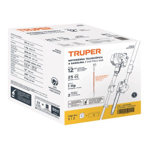103642 - Motosierra telescópica 25 cc, gasolina, barra de 10", TRUPER