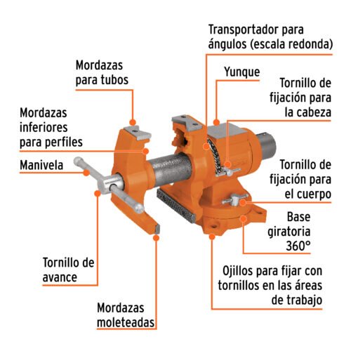 103643 - Tornillo de banco 5" multipropósito de hierro dúctil, Truper