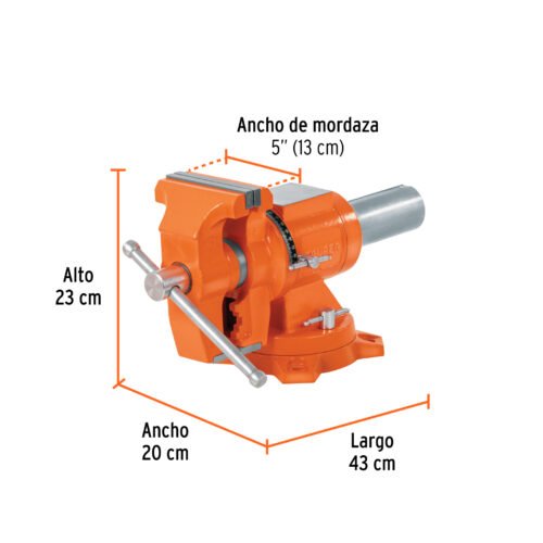 103643 - Tornillo de banco 5" multipropósito de hierro dúctil, Truper