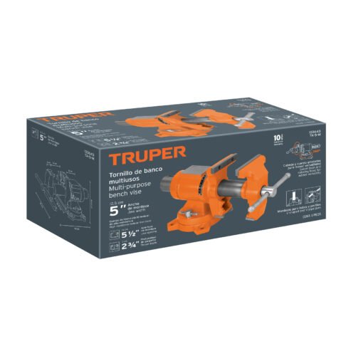 103643 - Tornillo de banco 5" multipropósito de hierro dúctil, Truper