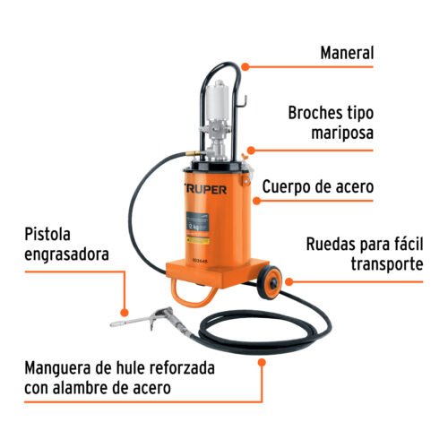 103645.1 103645 - Bomba Inyectora Neumática de grasa, 12 Kg, Truper