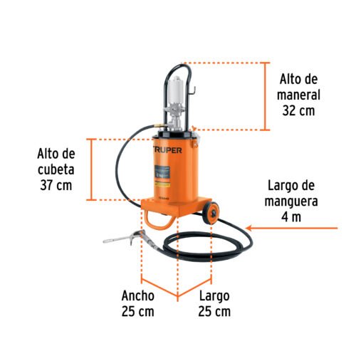 103645.2 103645 - Bomba Inyectora Neumática de grasa, 12 Kg, Truper