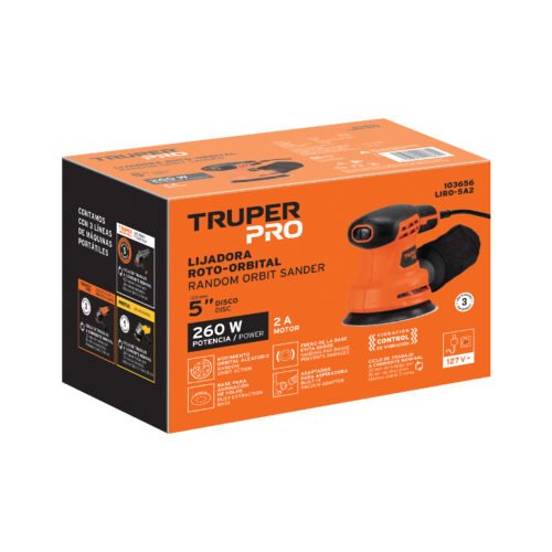 103656 - Lijadora roto orbital 5", 260W, TRUPER PRO