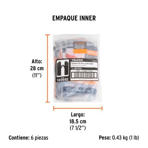 103692 - Guantes de látex para limpieza, extra grandes, Truper
