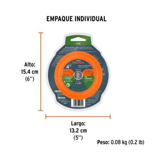 103695 - Disco de diamante 4", corte de vidrio, TRUPER