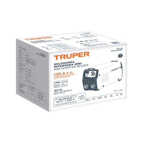 103704 - Mini soldadora inversora, 130A, bi-voltaje 127/220V, TRUPER