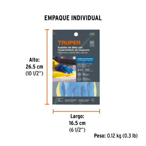 103712 - Guantes de látex reforzados para limpieza, XG, Truper