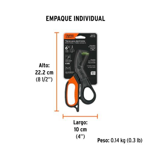 103717 - Tijera para electricista, 6", acero inox, oxido negro, EXPER