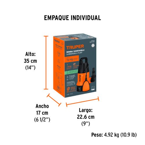 103733.4 103733 - Bomba sumergible plástica para agua sucia 1/2HP, Truper