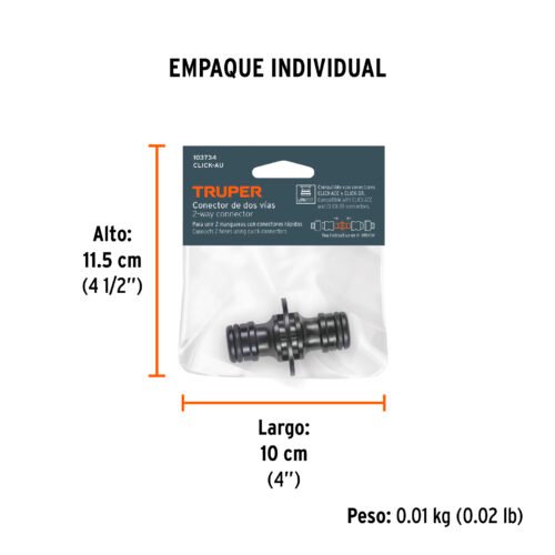 103734 - Adaptador unión 3/4" rápido de ABS, sistema click, Truper