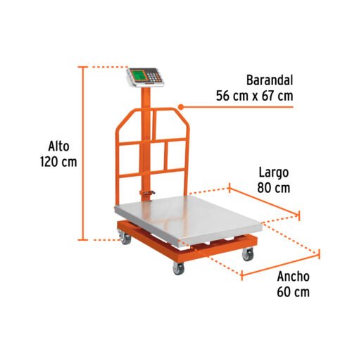 103772 - Báscula electrónica de plataforma, 600 kg, inoxidable TRUPER