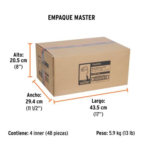 103787 - Mini rodillo para pintar 4" x 3/8" de microfibra, TRUPER