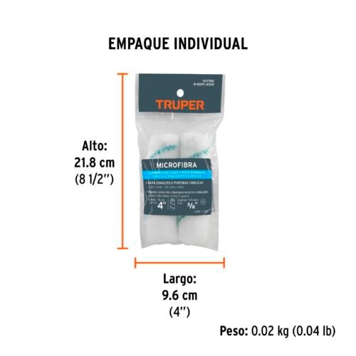 103788 - Bolsa c/2 felpas p/mini rodillo de microfibra 4"x3/8",TRUPER