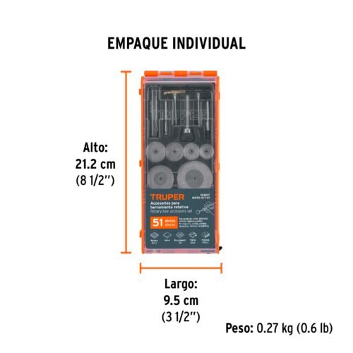 103817.1 103817 - Kit de accesorios para herramienta rotativa, 51 pzs, TRUPER