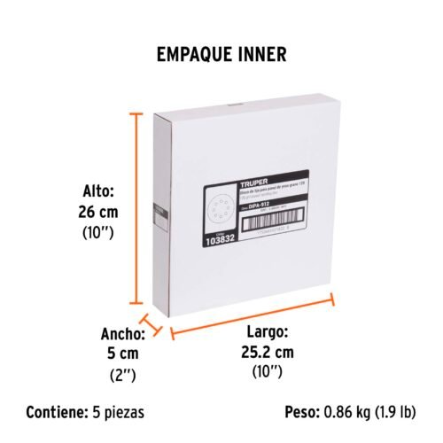 103832 - Paquete con 5 discos de lija 9" grano 120, para LIPA-9A