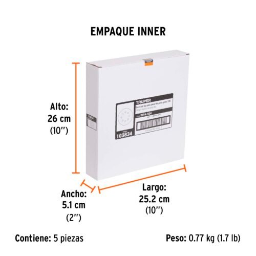 103834 - Paquete con 5 discos de lija 9" grano 240, para LIPA-9A