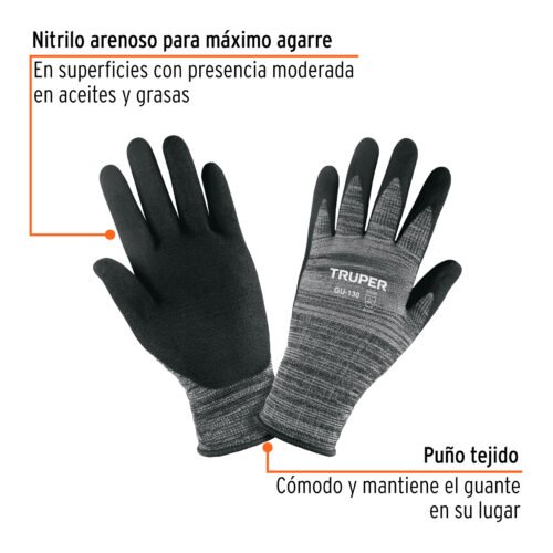 103868.1 103868 - Guantes de nylon recubiertos de nitrilo arenoso, XCH, Truper