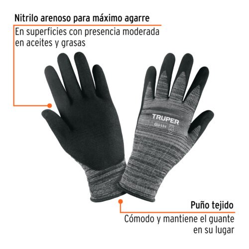 103869.1 103869 - Guantes de nylon recubiertos de nitrilo arenoso, XG, Truper